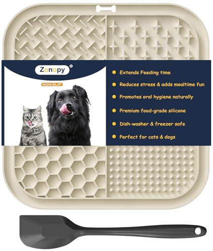 Zonopy Leckmatte für Hunde und Katzen, mit Saugnäpfen, quadratisch, für langsame Fütterung, für Angstlinderung und Langeweile, Hundespielzeug, um sie zu beschäftigen, Haustierpflege, Training
