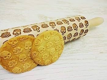 Rolling Pins SKULL WREATH Embossing Rolling Pin With SKULLS, Spooky, Death's-head, Halloween Sugar. Laser Engraved Dough Roller For Embossing Homemade Halloween Cookies By Algis Crafts In | Whizz Laser Cut Wooden Rolling