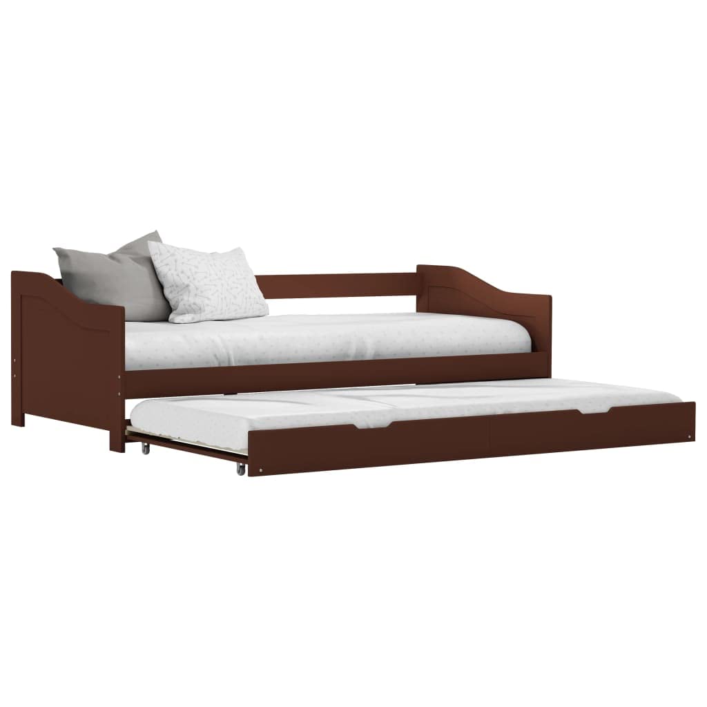vidaXL Cadre de Lit Extensible Cadre à Lattes Canapé-lit Sommier à Lattes Chambre à Coucher Maison Intérieur Marron Foncé 90x200 cm Bois de Pin