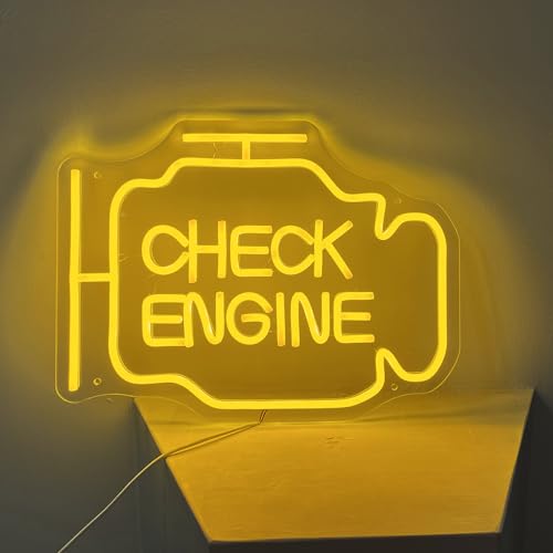 Image of Check Engine Neon Sign LED Neon Light for Garage Auto Repair Shop Workshop Gaming Room Bar Club Man Cave Birthday Gifts Check Engine Neon Light Sign Garage Sign