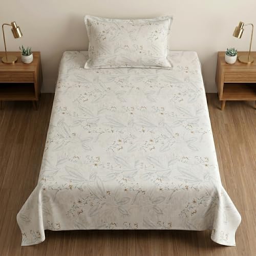 Image of Mafatlal 186 TC Metro Cotton Single Bedsheet | 90 x 60 Inch|Soft, Breathable & Lightweight | with Matching Pillow Cover