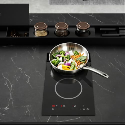 Image of GASLAND 12 Inch Electric Cooktop 2 Burner ETL Certified, 3000W Built-in Electric Radiant Glass Stove Top with 16 Power Levels, 220V Ceramic Hob, Keep Warm, Slide Touch Control & Timer