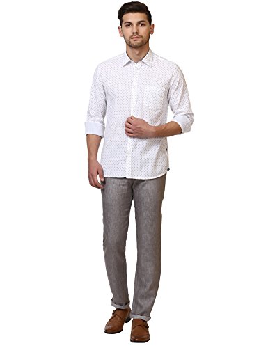 Image of Parx Linen Checkered Grey Slim Fit Trouser for Men