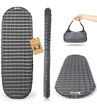 Matelas Gonflable HIKENTURE – Ultra Léger 690g – 187x56x5.5 Cm – Avec Coussin – TPU/Nylon 20D – Pour Camping Et Trekking – Gris