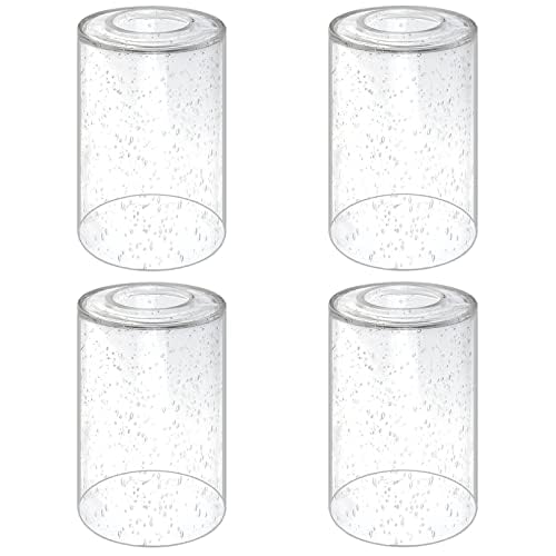 Image of 4-Pack Seeded Glass Shade Covers, Cylinder Bubble Glass Replacements Lampshade 5.9 in Height, 3.9 in Diameter, 1.7 in Fitter, High Transmittance Clear Glass Shades for Light Fixtures