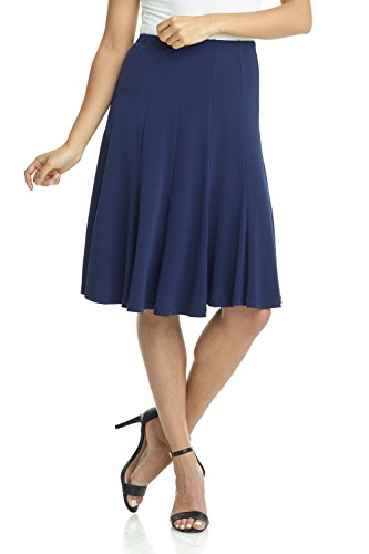 Rekucci Women's Ease into Comfort Flared Knee Length Knit Skirt