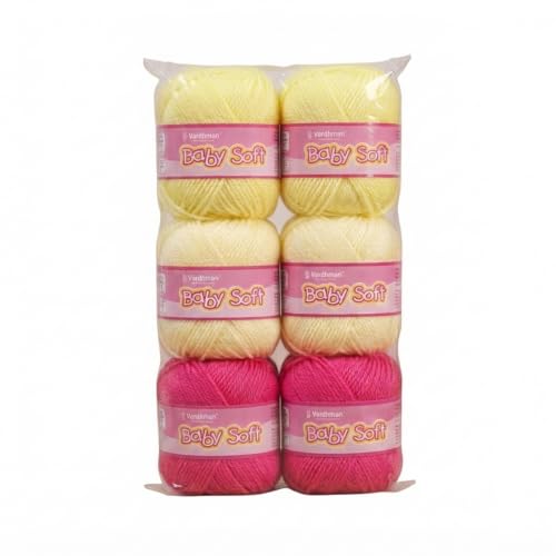 Image of Vardhman BabySoft Knitting Yarn | 100% Acrylic Wool | 4 Ply | Thin Knitting & Crocheting Hook Thread & Lightweight | Special Baby Wool | 150 Grams (6 Balls of 25g) | Machine Washable | Ideal for Blankets, Hats, Booties Ultra-Soft for Baby Sweaters, Blankets, Caps, Socks, Soft toys, Art & craft (Subtle Shades)