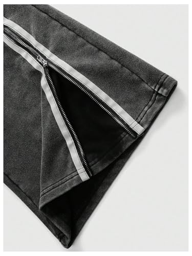 SOLY HUX Men's Side Striped Sweatpants Drawstring Waist Zipper Baggy Wide Leg Pants Streetwear3