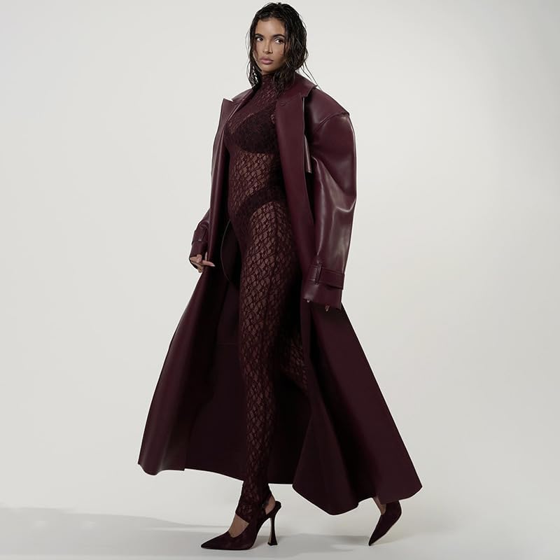 Wuitrie See Through Lace Jumpsuits for Women Mock Neck Long Sleeve Bodycon One Piece Jumpsuit Club Outfits Sexy Clubwear - Image 6