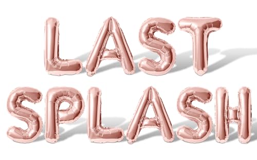Image of Letter Balloons - LAST SPLASH 16 inch Inch Alphabet Letters Foil Mylar Balloon Bachelorette or Bachelor Party Banner (Rose Gold)