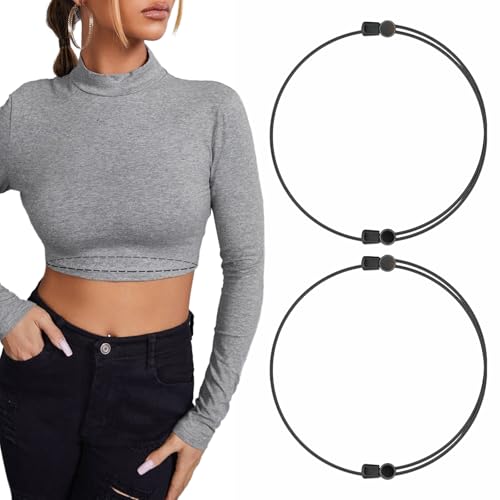 huoflame 2PC Shirt Tuck Band for Women Elastic Adjustable Tuck Belt Invisible Crop Top Band 2pcs Tucking Tool for Shirts Sweaters Sweatshirts