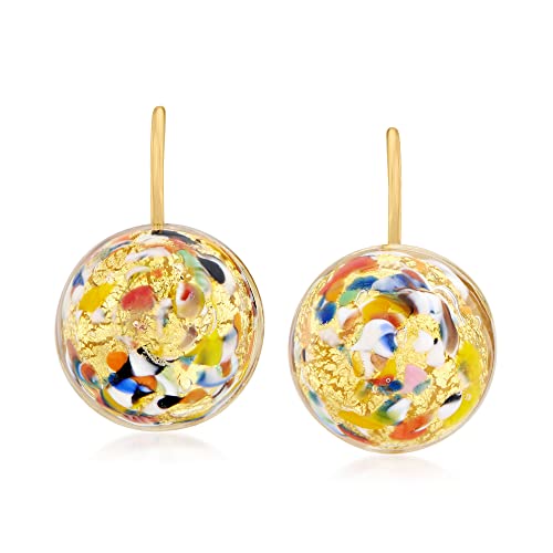 Ross-Simons Italian Multicolored Murano Glass Bead Drop Earrings in 18kt Gold Over Sterling