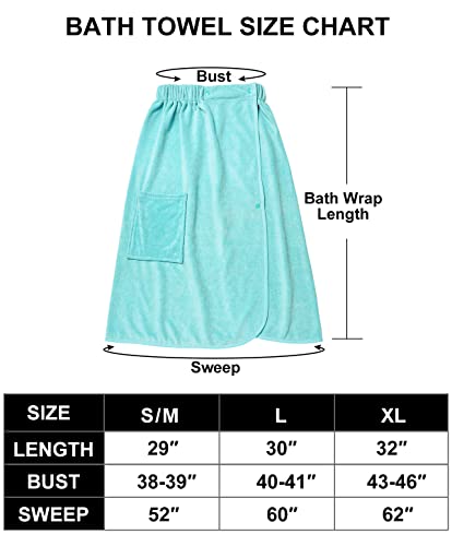 Orrpally Women Shower Wrap Robe Bath Body Towel Wrap Spa Bathrobe Adjustable Snap Closure Blue L thumb #4