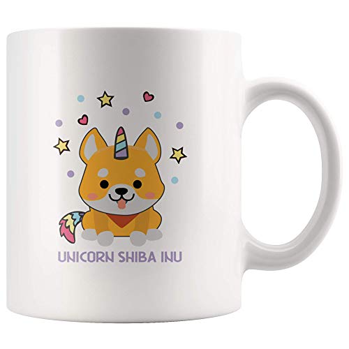 Panvola ShiniCorn Shiba Inu - Taza de café japonesa para perros amantes de los perros, regalo para dueños de perros, veterinarios, veterinarios, cachorros, taza de cerámica de 325 ml, color blanco