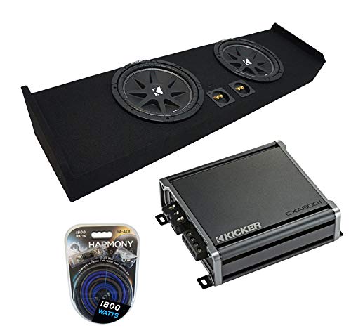 Kicker C12 Compatible with Ford F-150 Super Crew Truck 2009-2015 Bundled with CXA800.1 Amplifier and Dual 12" Custom Sub Box Enclosure