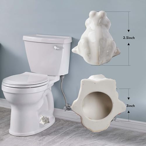 Image of ZUNON Toilet Bolt Caps, Decorative Toilet Bolt Covers, Ceramic Cute Frog Covers Toilet Bolts Bathroom Decor Easy Installation Set of 2 (White Frog 2pcs)