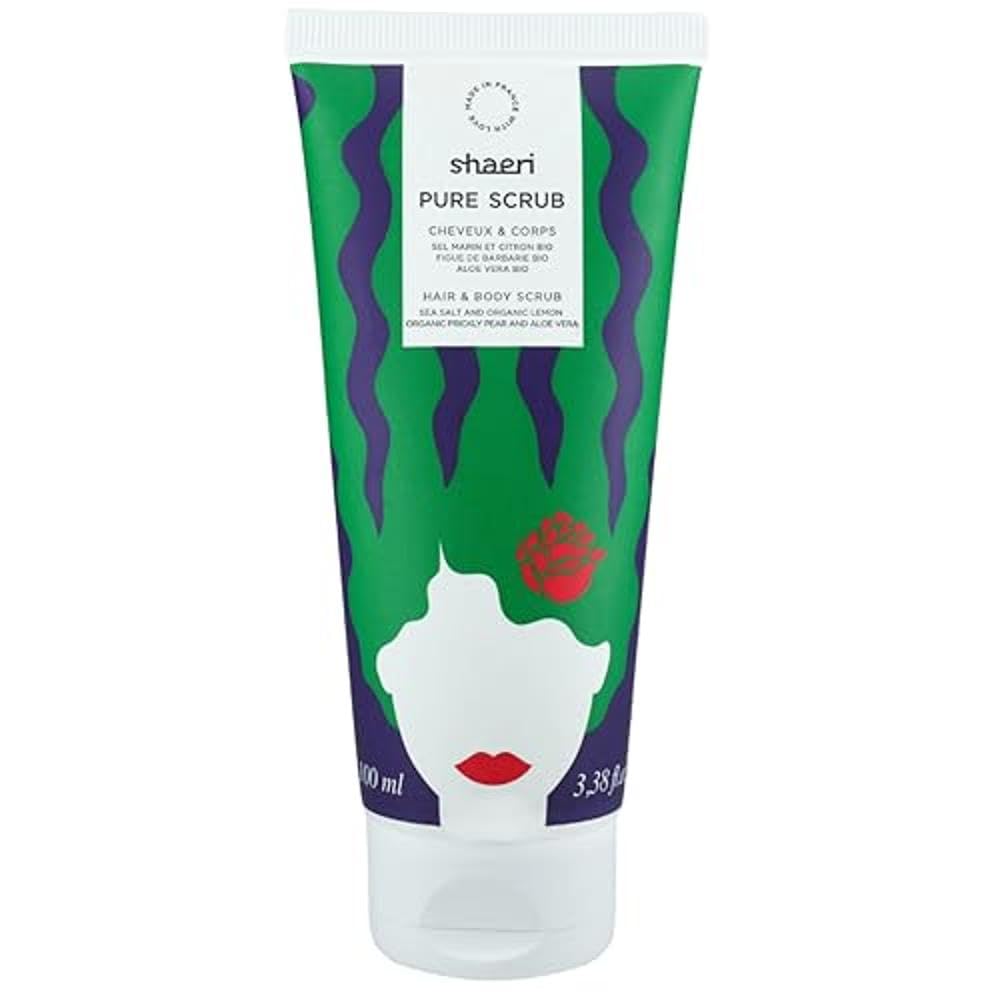 Shaeri – Pure Scrub Détoxifiant Cuir Chevelu & Corps – Gommage Naturel 2-en-1 – Figue de Barbarie, Aloe Vera, Sel Marin, H.E. de Citron – Purifie & Rafraîchit – 98% Naturel, Made in France