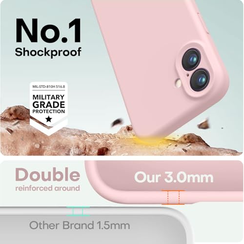 Image of LOVE 3000 Designed for iPhone 16 Case, Premium Silicone with [Soft Anti-Scratch Microfiber Lining] Shockproof Protective Phone Case for Men Women Girls 6.1 inch, Chalk Pink