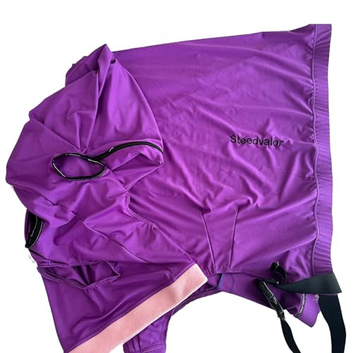Steedvalor Horse Stretch Hood Without Ears Snug Fitting Hood with Zip Closure Covers Face, Shoulders, Mane, Chest and Withers Perfect for Show/Event Preparation