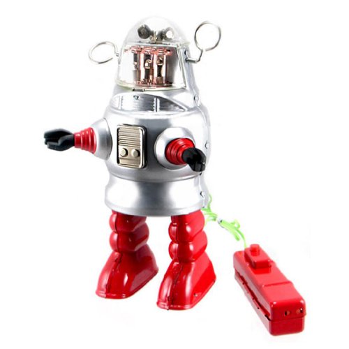 Off the Wall Toys Vintage Style Remote Control Piston Action Robot Tin Toy