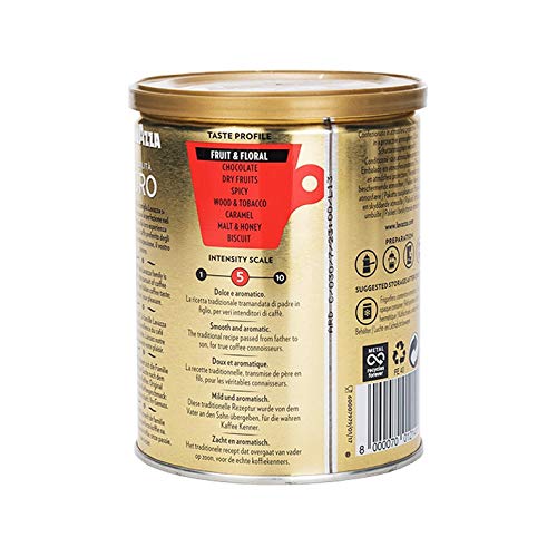 Lavazza - Café Qualità Oro, Espresso Arabica Tostato, granos de café molido, paquete 250 g - Imagen 3