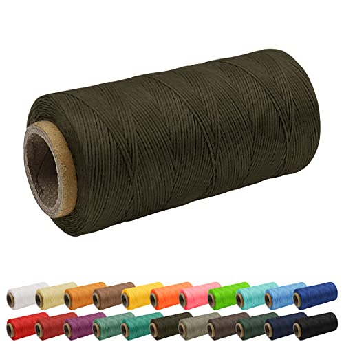 Uiopa 1mm Waxed Thread, 260m 150D Leather Sewing Thread, Hand Stitching Flat Waxed Cord for Leather Craft Bookbinding