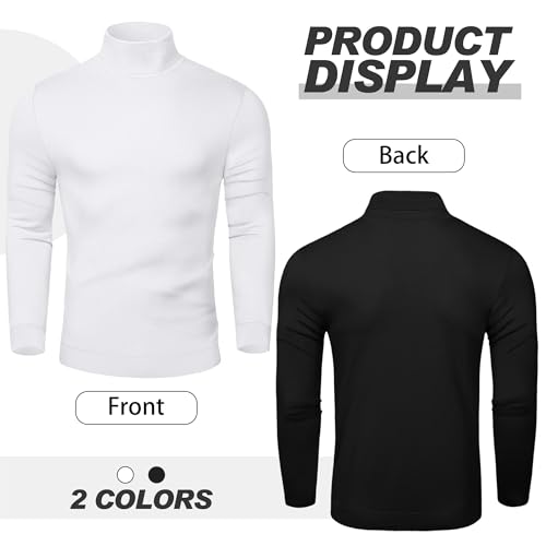 Riyiper 2 Pack Men's Turtleneck Sweater Slim Fit Knitted Basic Tops Lightweight Long Sleeve Ribbed Casual Pullover Top4