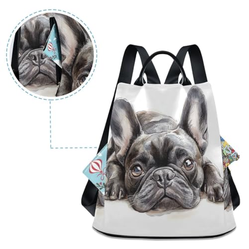 Image of ALAZA French Bulldog Lie Prone Comfortably Trips Hiking Camping Rucksack Pack for Women