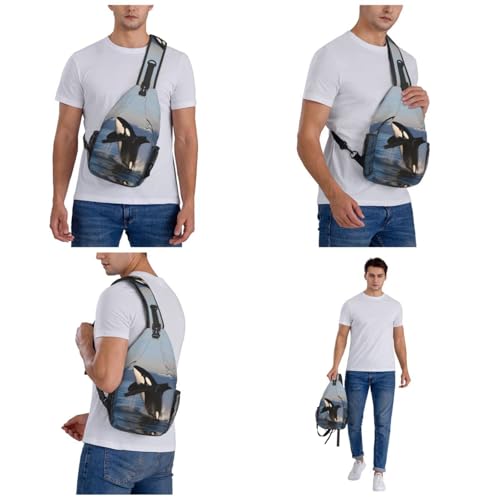 Mochila tipo Sling Crossbody Negra para Senderismo miniatura 6