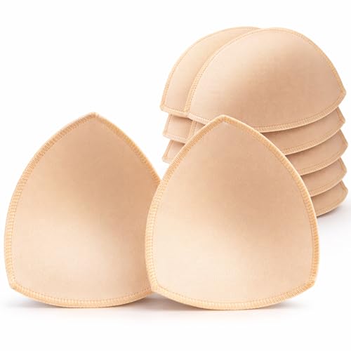 TAOHUA GARDEN 5 Pairs Bra Pads Inserts, Removable, Air Cotton, Foam Sponge, Breathable (Beige, C/D Cup)