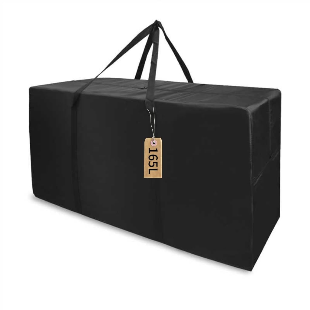 Borse Stoccaggio 160L 90x55x33Cm XXL Borsa Porta Cuscini da Esterno Nero