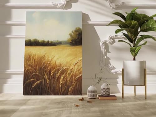 Art mural rustique de ferme et affiche paysage rétro toile champ de blé 70x100 cm