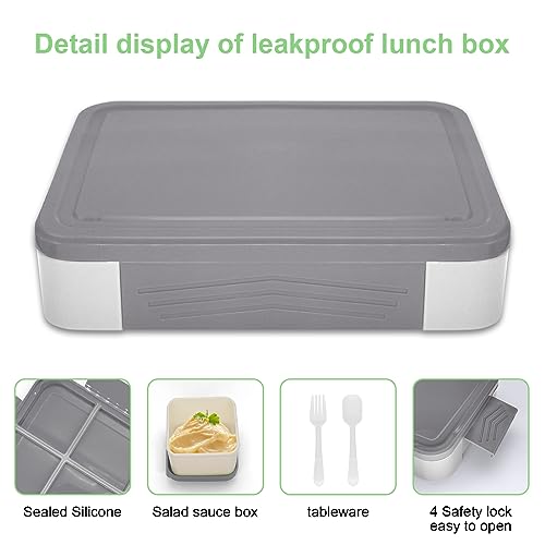 IJIAMY Bento Lunch Box Kids, Bento Box Lunch Box Adults with 5 Compartments and 1 Salad Dressing Containers - Image 2