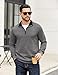 COOFANDY Mens Quilted Pullover Fall Fashion Quarter Zip Sweatshirt Mock Neck Pullover Sweaters (Dark Grey, XX-Large)