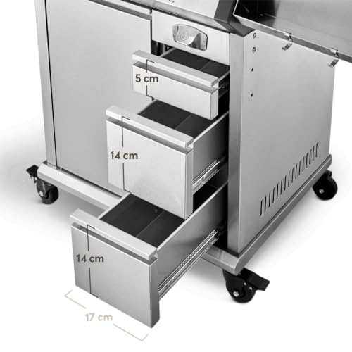 BURNHARD EARL 3-Brenner Gasgrill Edelstahl inkl. Heckbrenner, mit Gusseisen Grillrost & inkl. stabiler Abdeckhaube, Seitenkochfeld mit Infrarot Keramikbrenner