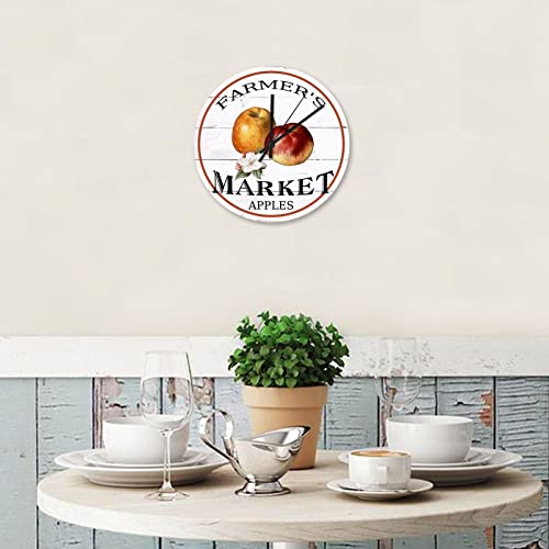 Wall-Clock-Farmers-Market-Apples-Home-Decor-Wall-Clocks-Silent-Non-Ticking-Primitive-Farmhouse-Country-Round-Clock-for-HomeOfficeKitchen-Decor-10-Inch Wall Clock Farmers Market Apples Home Decor Wall Clocks Silent Non Ticking Primitive Farmhouse Country Round Clock for HomeOfficeKitchen Decor 10 Inch