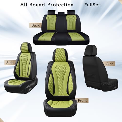 Image of Coverado Seat Covers, Car Seat Covers Full Set, Green Car Seat Cover, Car Seat Cushion Waterproof, Luxury Auto Seat Covers, Seat Cover Car Seat Protector Fit for Most Cars