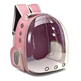 Kirk Mochila de Transporte Pet (Bolsa Astronauta) Visão Panorâmica, Ventilação 360°, Acrílico Transparente, para Cães e Gatos até 6kg, Alças Acolchoadas e Viagem Segura (Rosa)