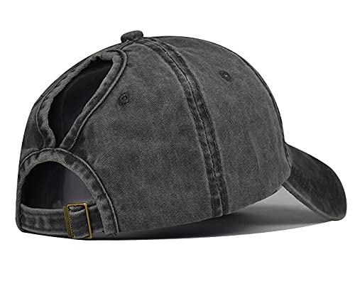 Image of Eohak Ponytail Baseball Hat Distressed Retro Washed Cotton Twill