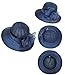 Women Kentucky Organza Derby Hat - Bridal Wedding Church Tea Party Wide Brim Summer Sun Cap Navy Blue