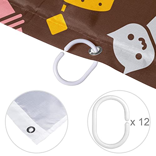 Rideau de douche imperméable pour éviter les fuites d'eau avec motif chat - 5