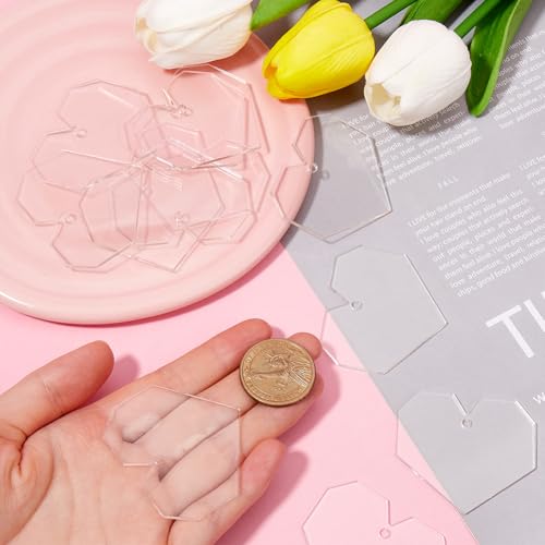 SUNNYCLUE 40Pcs Heart Acrylic Blanks Clear Ornament Blank Bulk Transparent Unfinished Love Hearts Shaped Disc Hanging Charms with Hole for Valentine's Day Keychain Bags Decors DIY Crafts Accessories - Image 4