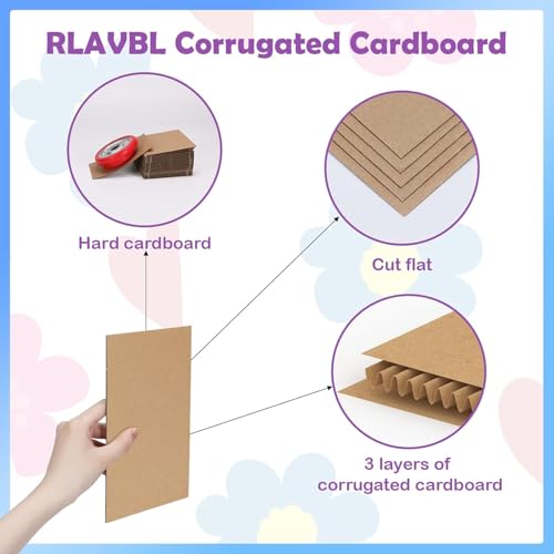 Image of RLAVBL 100 Pack 5x7 Corrugated Cardboard Sheets, Flat Cardboard Inserts for Shipping, Mailing, Packing, DIY Crafts