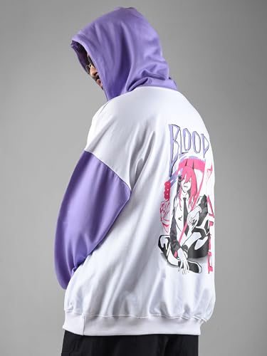 Image of ComicSense.xyz Unisex Chainsaw Man Anime Oversized Hoodie for Men and Women, Blood Fiend Printed Drop Shoulder Cosplay Anime Hoodies