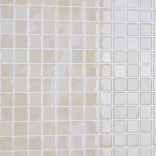 CRE8TIVE Credence Adhesive Mosaique Carrelage Beige Carrelage Adhesif Mural Imperméable Credence Adhesive pour Cuisine Marbre 3D Rrelage Adhesif Mural Salle...
