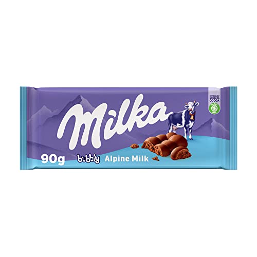Milka Bubbly Tableta de Chocolate con Leche de los Alpes, Aireado con Burbujas, 90 g