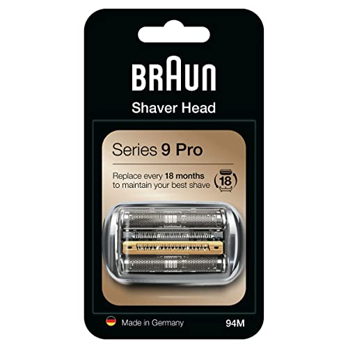 Braun Shaver Head Replacement Part 94M Silver, Compatible with Series 9 Pro and Series 9 Electric Razors for Men
