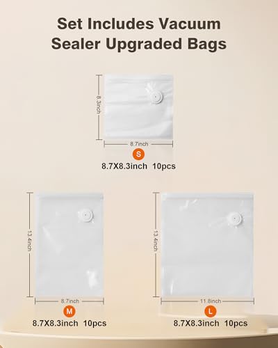 Image of Vacuum sealer for food, Handheld Vacuum Sealer with 30 Reusable Bags | Compact Vacuum Sealer, Professional-Grade for Food Storage Savers, Mustard