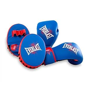 Everlast Prospect Youth Blau Rot Handschuh & Schlagpolster Set
