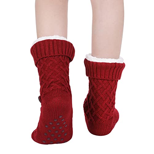 Image of Chassic Sherpa Lined Slipper Socks for Women, Non-Slip Cozy Winter House Socks, Soft Fuzzy Socks, Christmas Gifts for Women & Ladies Stocking Stuffers
